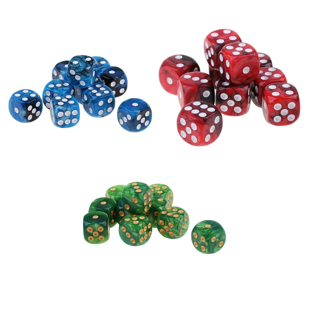 MagiDeal 30 штук 16 мм шесть сторонняя D6 игры в кости вечерние забавная игрушка для