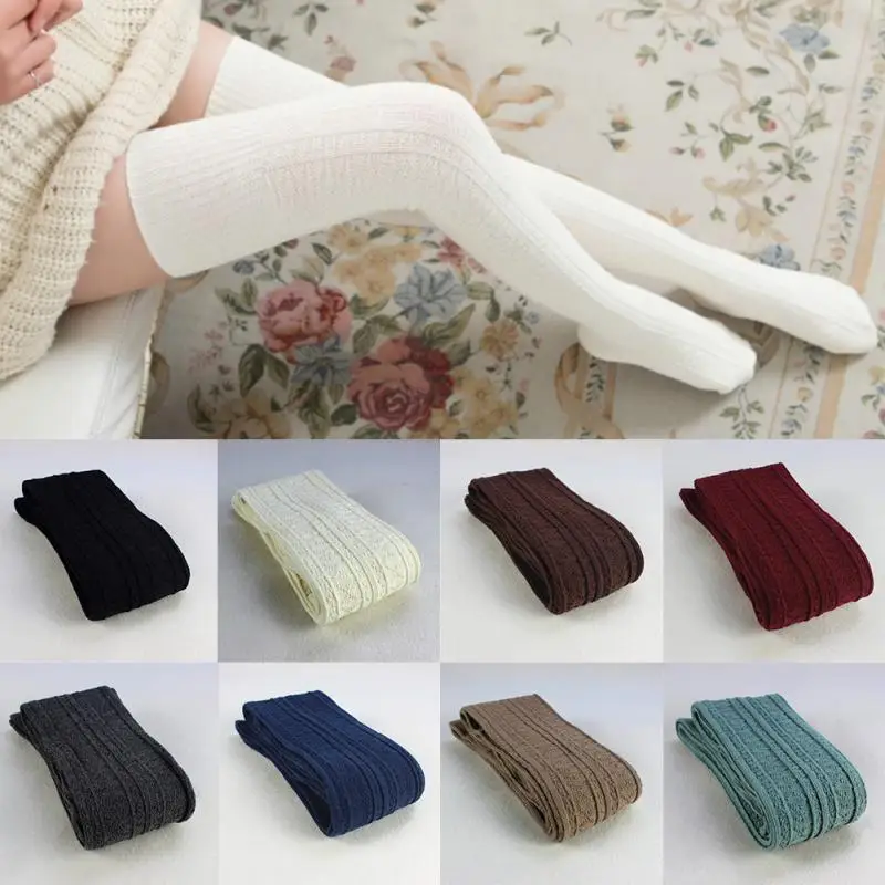 

Fashion Autumn Winter leg Socks Women Wool Braid 74cm Over Knee Socks Thigh Highs Twist Hose Warm Spring Stockings Female