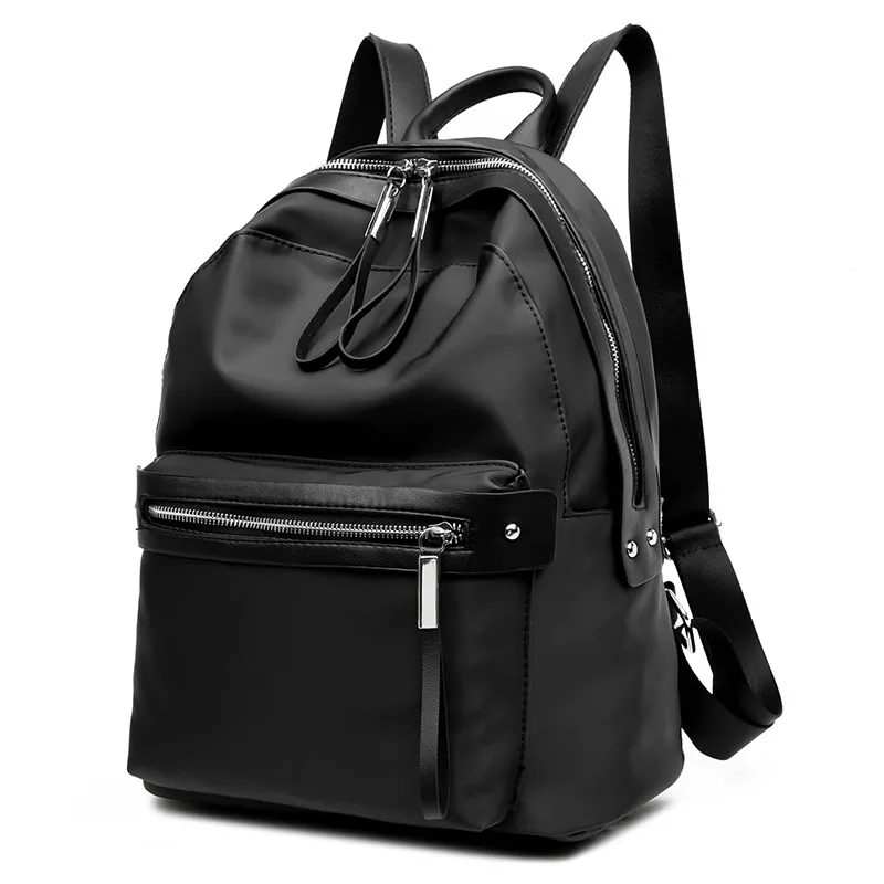 

Fashion 2019 Simple Students Travel Backpack Women Solid Casual Zipper Bag Black Girls Leather Back Pack Bags For Women PU