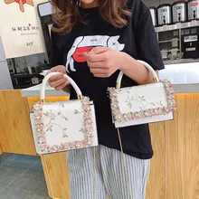 Европейская мода Малый сумки через плечо для женщин кошельки с дизайном «цветок» и с жемчугом цепи сумка Sac