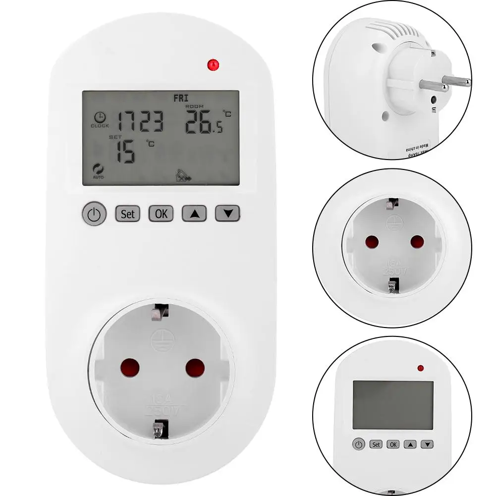 

Electric Wireless Socket Digital Heating Thermostat Temperature Controller LCD Display Temperature controller EU Plug 200-240V