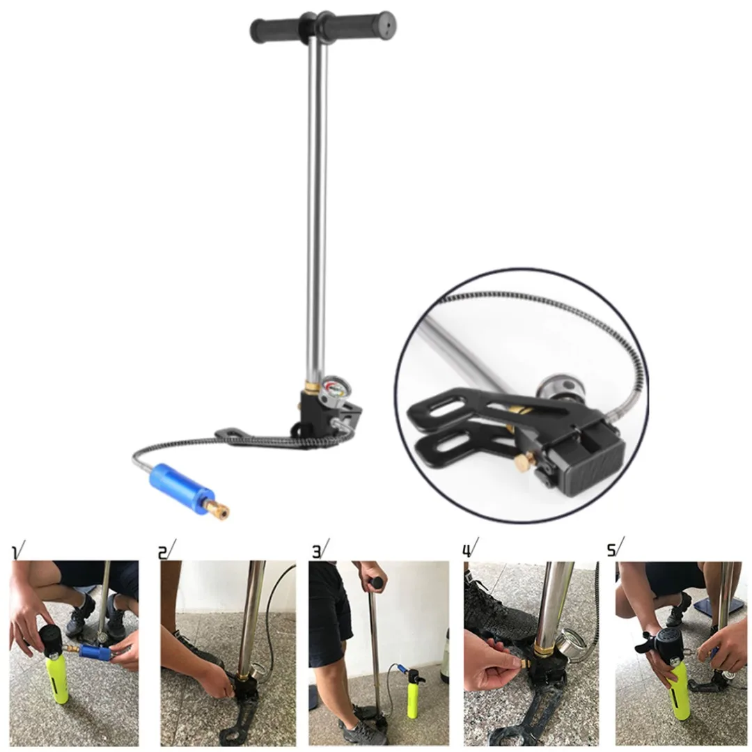 

Diving Equipement Accessories Portable Hand Operated Pump Inflator Durable Scuba Diving Oxygen Cylinder Air Tank