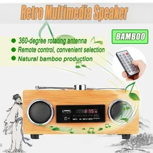Multimedia Speaker Classical Receiver Retro Vintage Radio Super Bass FM Radio Bamboo USB With MP3 Player