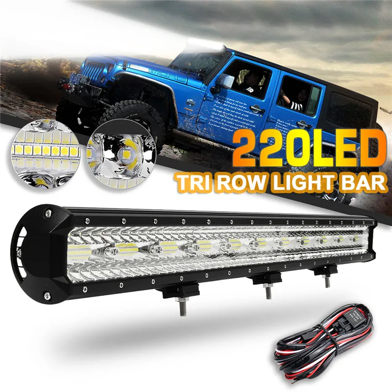 

660W 32 inch Flood LED Work Light Bar Combo Driving Lamps Waterproof 220LED Work Light For SUV ATV Offroad Vehicle+ Wiring Kits