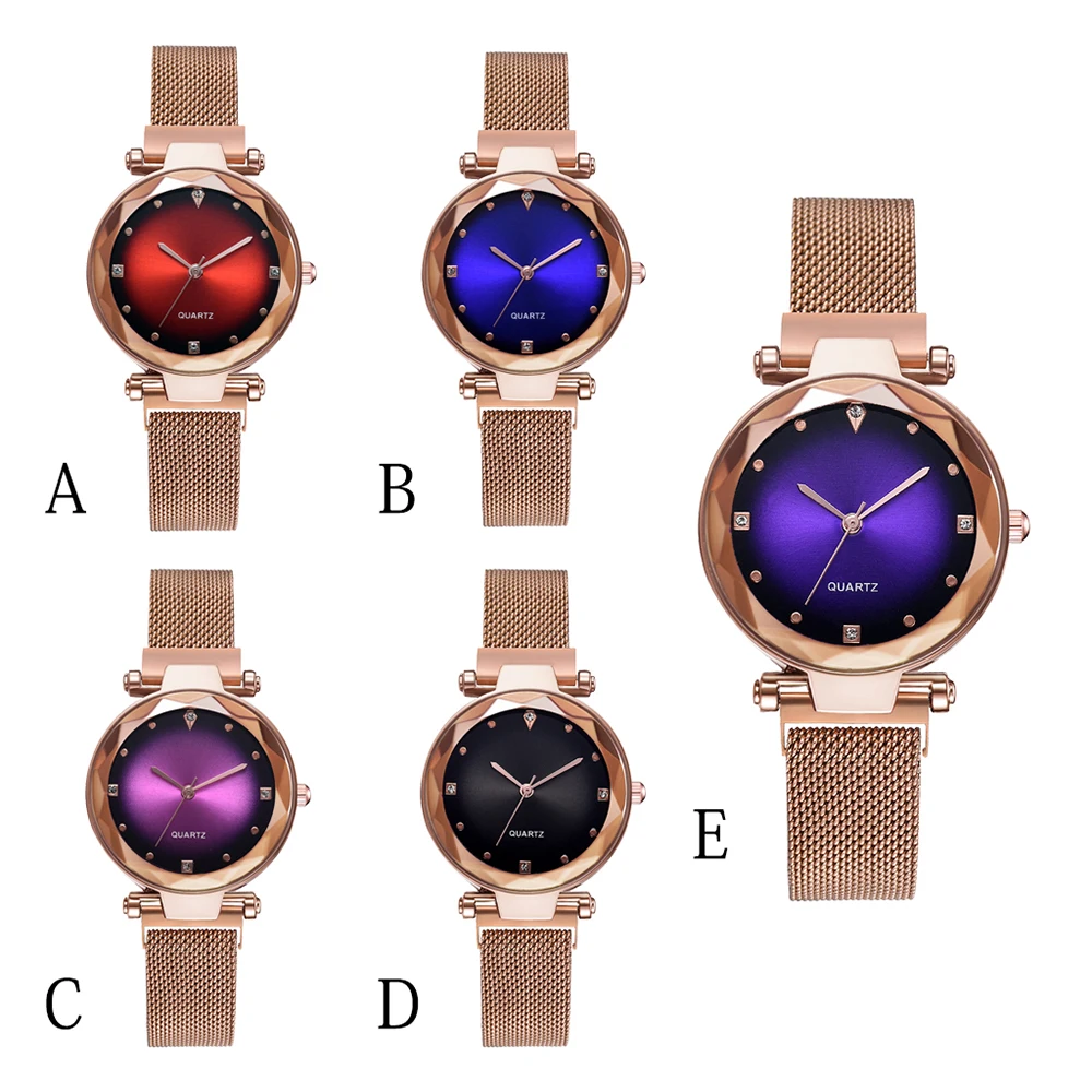 

Women's Luxury Magnetic Magnet Buckle Quartz Wristwatch Geometric Surface Diamond Watches 2019 New High Quality Fashion Gift