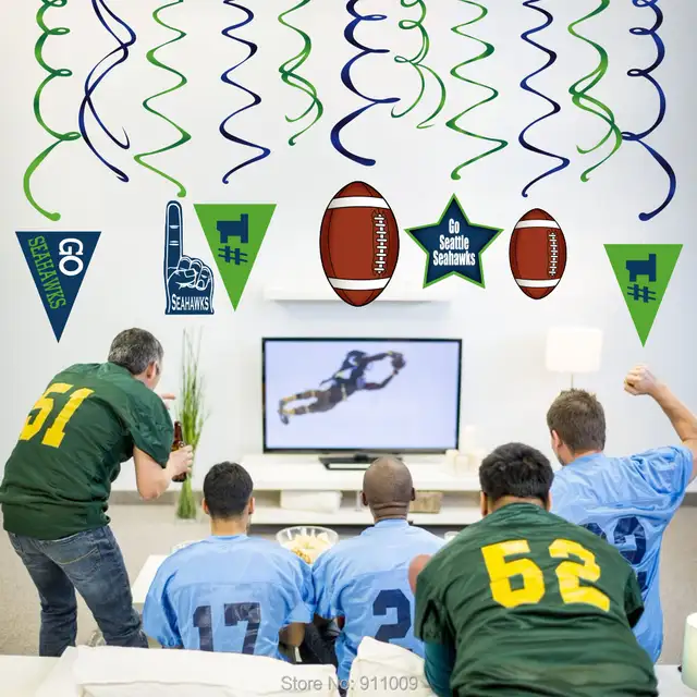30pcs Set Go Seahawks Hanging Swirl Pvc Football Sports Theme
