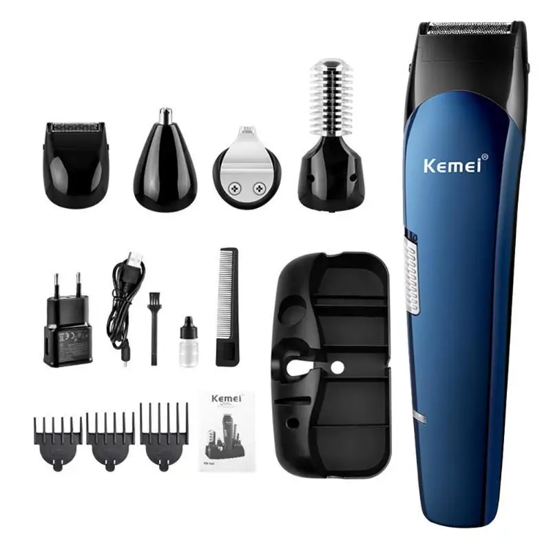 

Kemei KM-550 5 in 1 Rechargeable Hair Trimmer Titanium Hair Clipper Electric Shaver Beard Shaving Machine Ear Nose Hair Trimmer