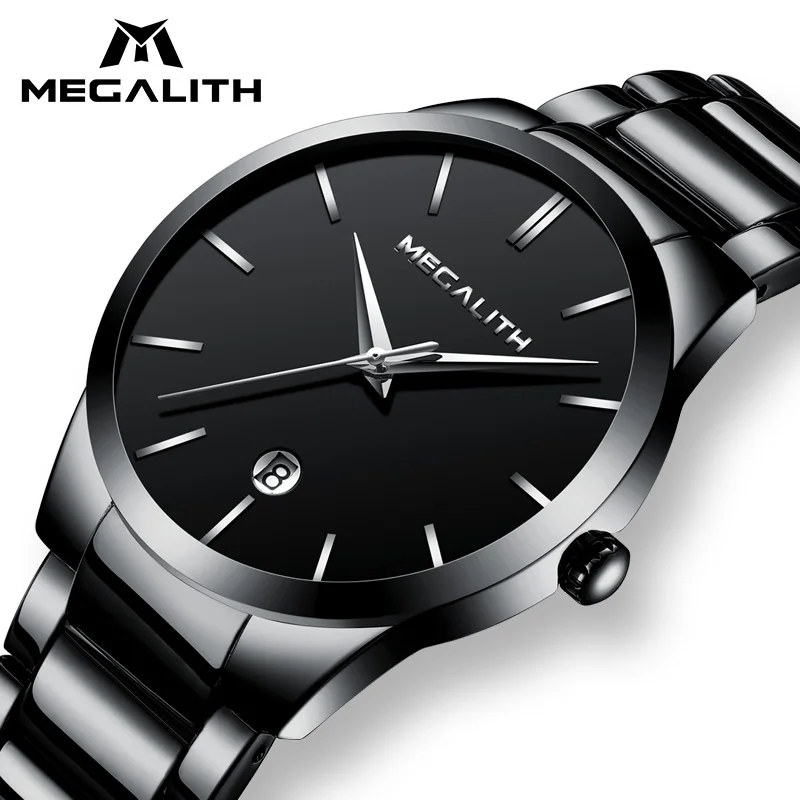 

MEGALITH New Fashion Mens Watch Men Quartz Watches Minimalist Stainless Steel Strap Waterproof Sport Wristwatch Clock