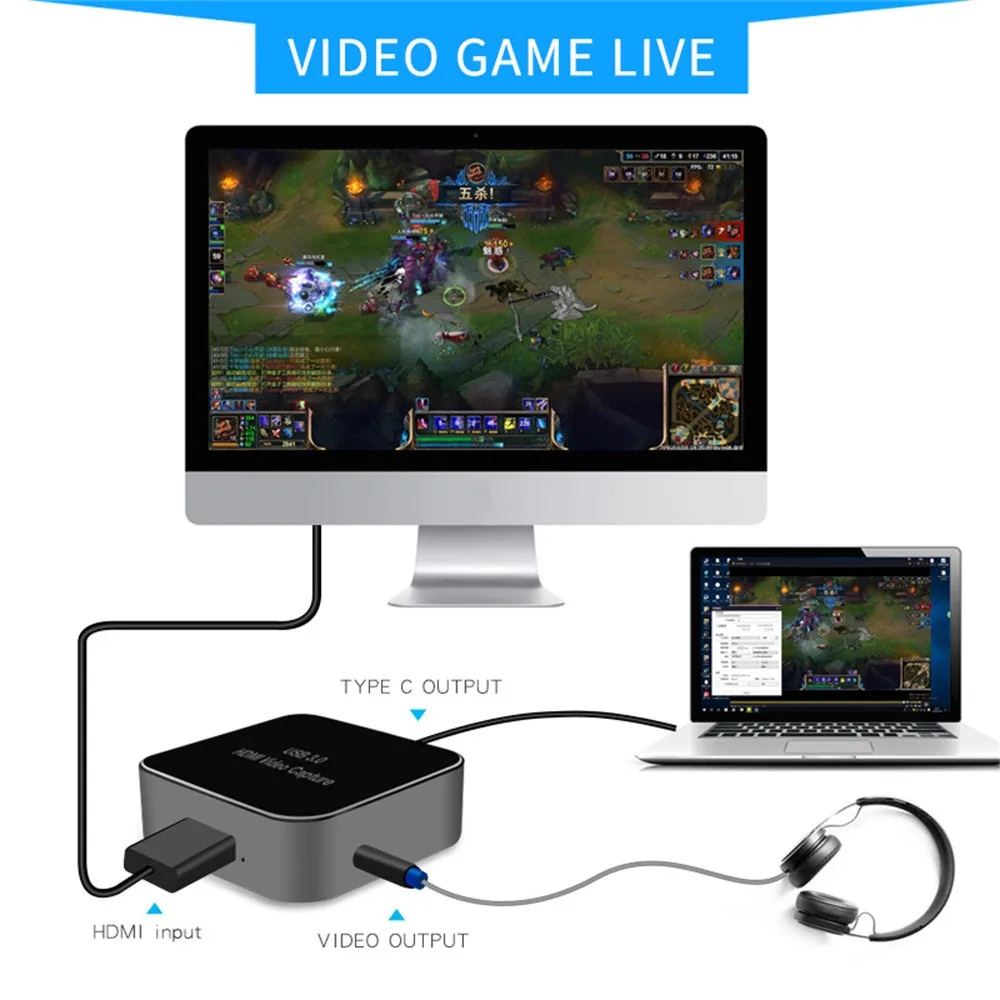 Acasis Ac-Hdcp Usb 3,1 Hdmi к Тип-C 1080 P захват hd-видео карты коробка привод- для ТВ Pc Ps4 игры Live Stream для Windows Li