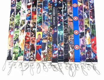 

50 PCS The Avengers Super Hero key lanyards id badge holder keychain straps for mobile phone Free Shipping
