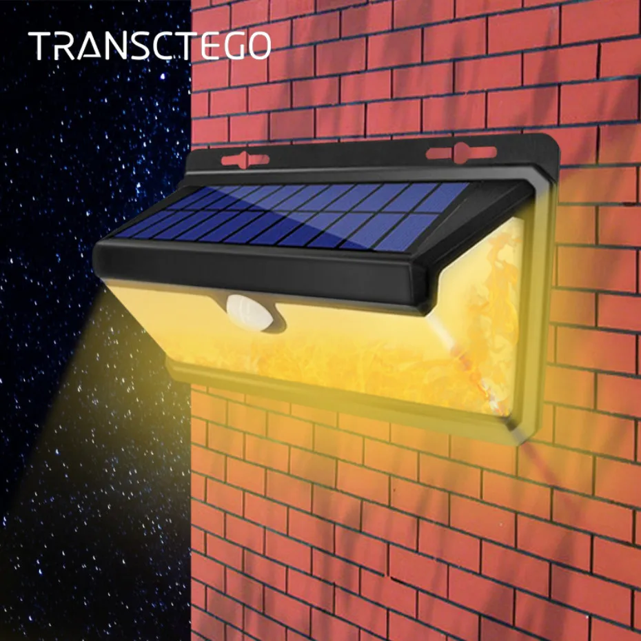 

LED Solar Flame Light Outdoor Motion Sensor Waterproof Solar Powered Security Wireless Wall Light For Garage Patio Garden Lamp