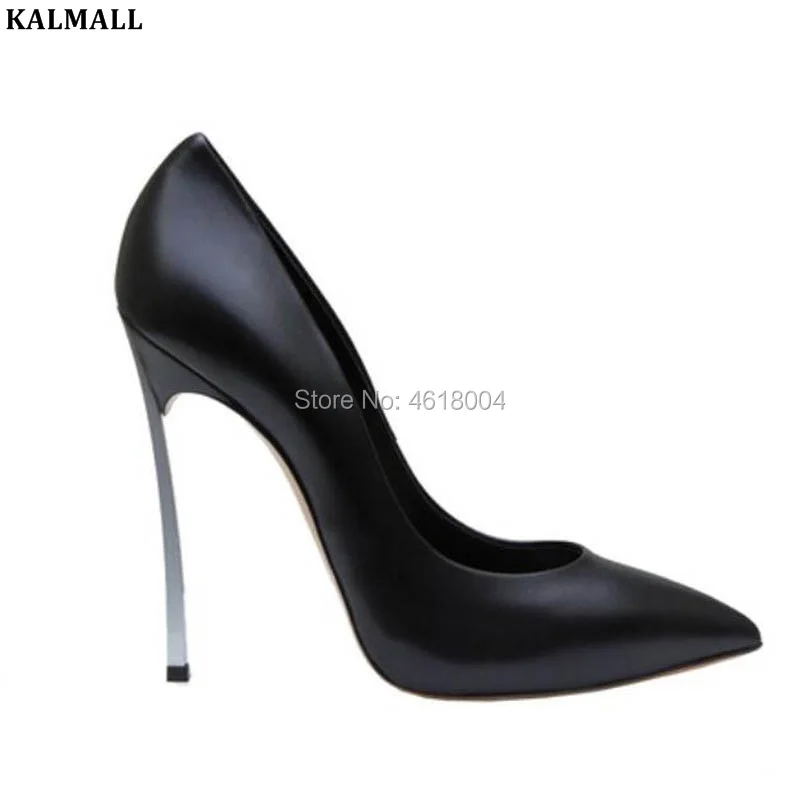 

KALMALL Big size 33-43 Women Metal Blade Pumps Pointed Toe High Heels Slip On 12 cm Stilettos Celebrity Shoes Women in Stock