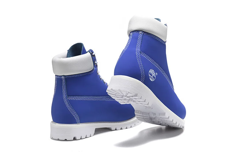 blue and white timberland boots