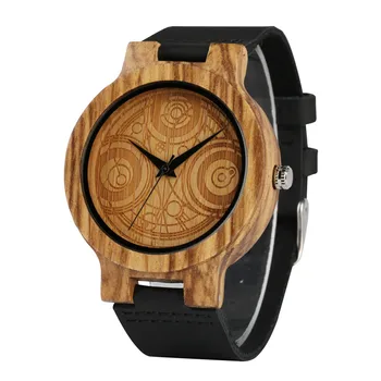 

Doctor Who Nature Wood Watch Men Quartz Watches Casual Black Leather Band Man Wrist Watch Light Weight Wooden Clock 2019 New