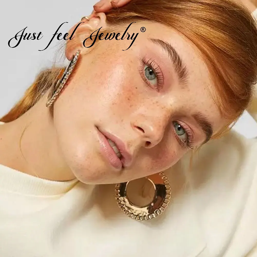 

JUST FEEL ZA Leopard Resin Big Stud Earrings For Women Round Circle Flower Acrylic Statement Vintage Earring Female Punk Jewelry