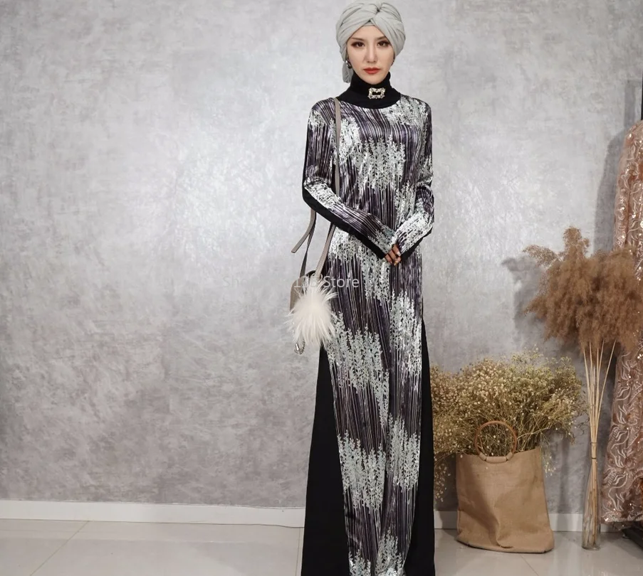 Muslim Adult Fashion Hit Color Abaya Arab Velvet Muslim Abaya Dress Musical Robe Prayer Stretch Muslim Dress Wq1012 Dropship Aliexpress