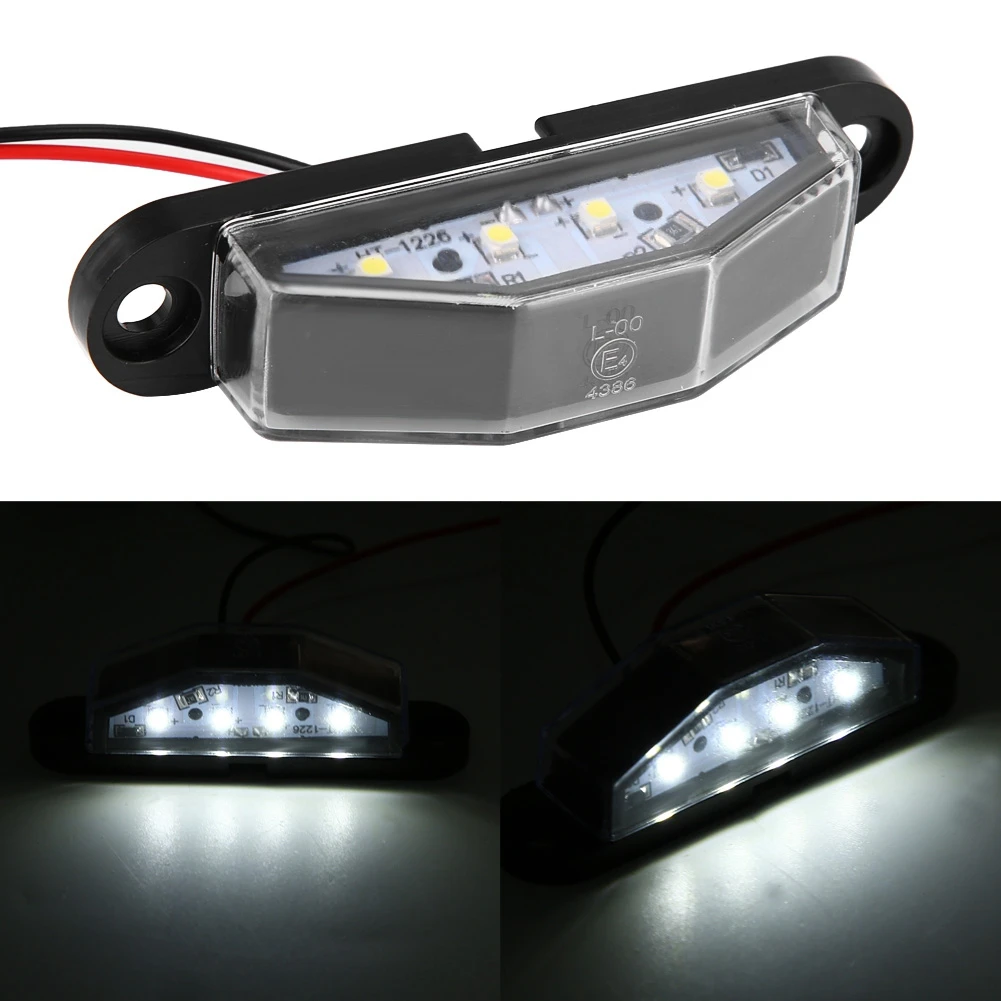 

12V 4LED Number License Plate Light Lamp ABS White Color for Truck Trailer Waterproof Universal for most of cars trucks trailers