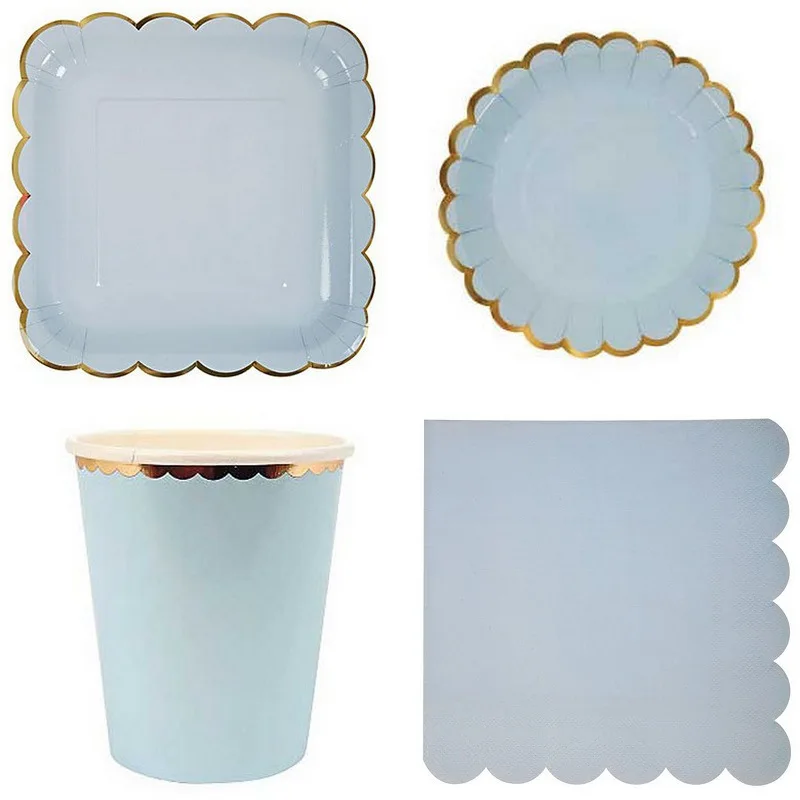 

1pc Party Paper Tableware Plates Cups Napkins Birthday Wedding Decor Supplies blue