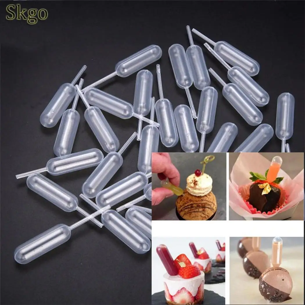 Cake Straw Ice Dropper 65mm Disposable 4ml Kitchen Transparent Tools Cream Injection Pipette | Дом и сад