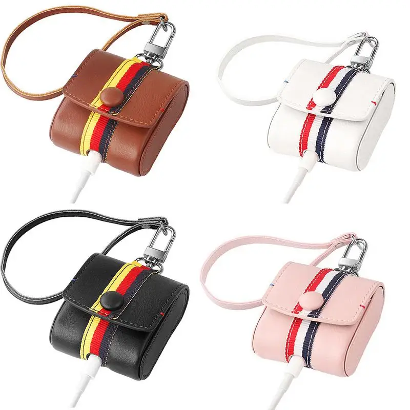 

For Apple Airpods Case Leather Protective Sleeve Take-in Bag Anti-Fall and Anti-Loss Hanging Rope Accessories