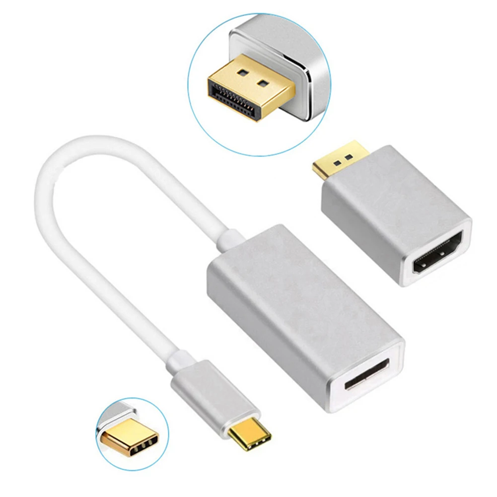 

Usb 3.1 3 In 1 Adapter Type C Male To Dp Female Dp Male To Hdmi Female Converter Usb3.1 Cable Support 4K 60Hz For Huawei Xiaom