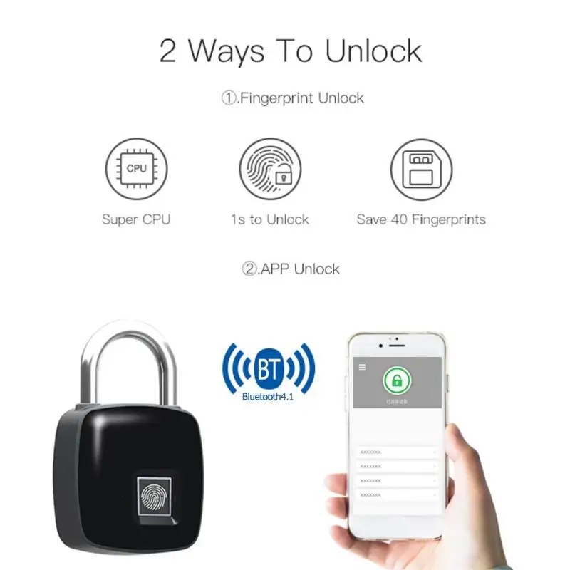 P3+ отпечатков пальцев замок IP66 Водонепроницаемый Anti-theft замок безопасности 48*15*75 мм 3,5 V Smart отпечатков пальцев замок Поддержка мобильных