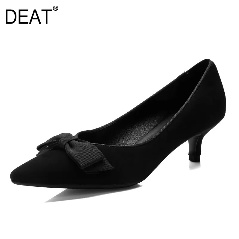 [DEAT] сезон: весна–лето острым носком флоковые одинарный бант, обувь на тонком высоком каблуке Для женщин модные тенденции 10A373