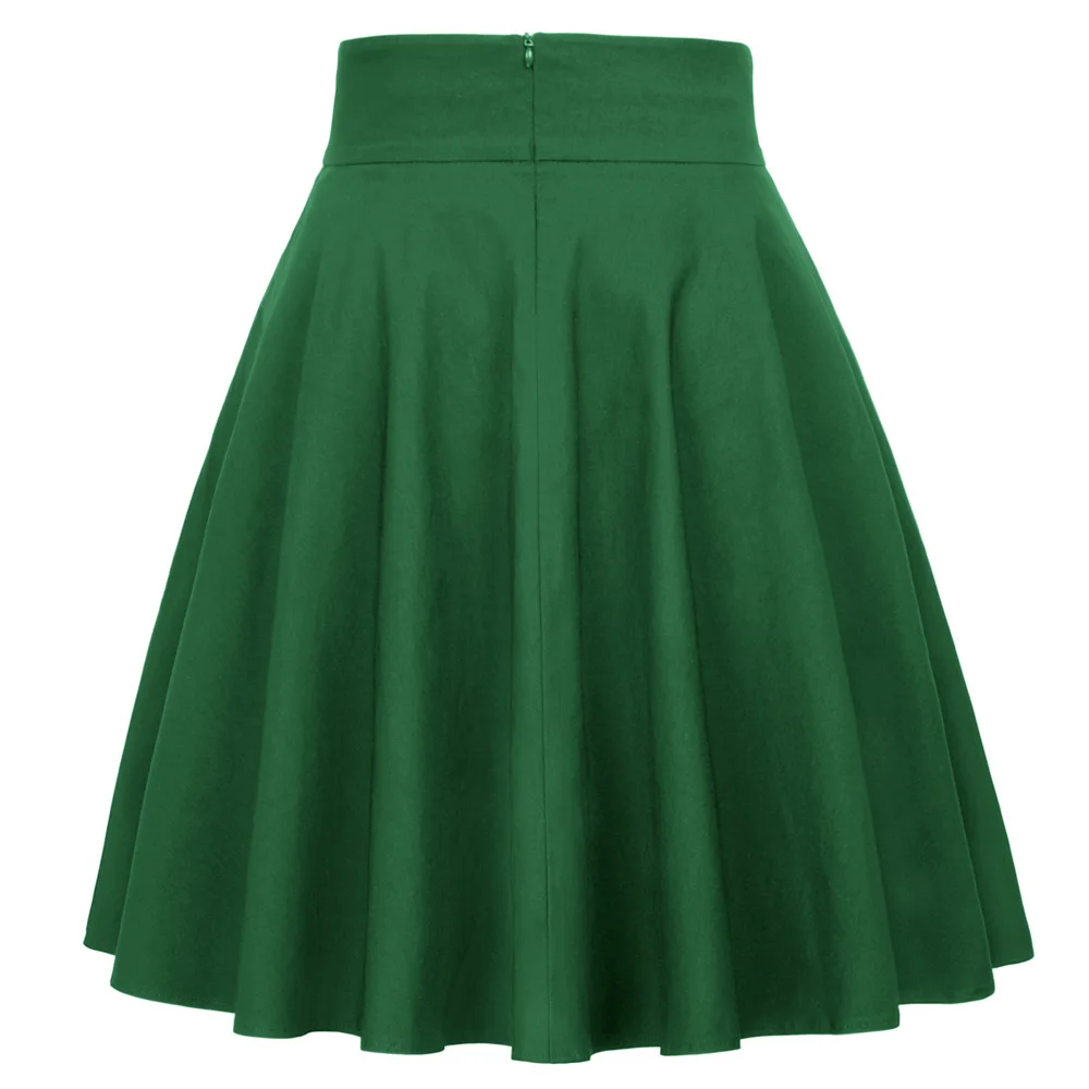 BP женские юбки женские винтажные элегантные сплошного цвета с кнопками Декор Высокая талия Расклешенная Юбка До Колена трапециевидная короткая юбка faldas