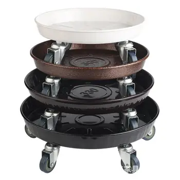 

Multi-function Moving Flower Pot Tray Round Wheeled Metal Flower Pot Base With Universal Wheel Strong Bearing Capacity