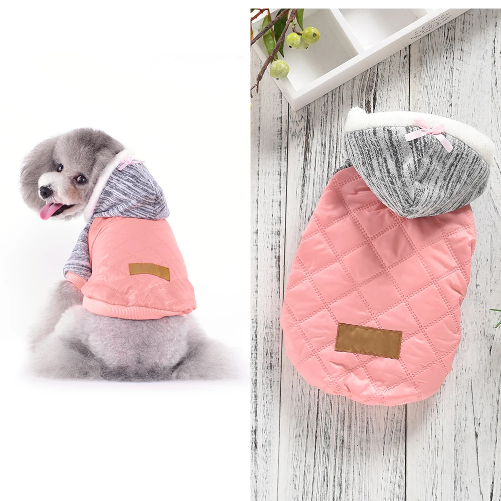 

Dog Coat Winter High Quality Warm Winter Pet Clothes Fur Hood XS XXL Pink Gray Snow Pitbull Jacket For French Bulldog Terrier 9