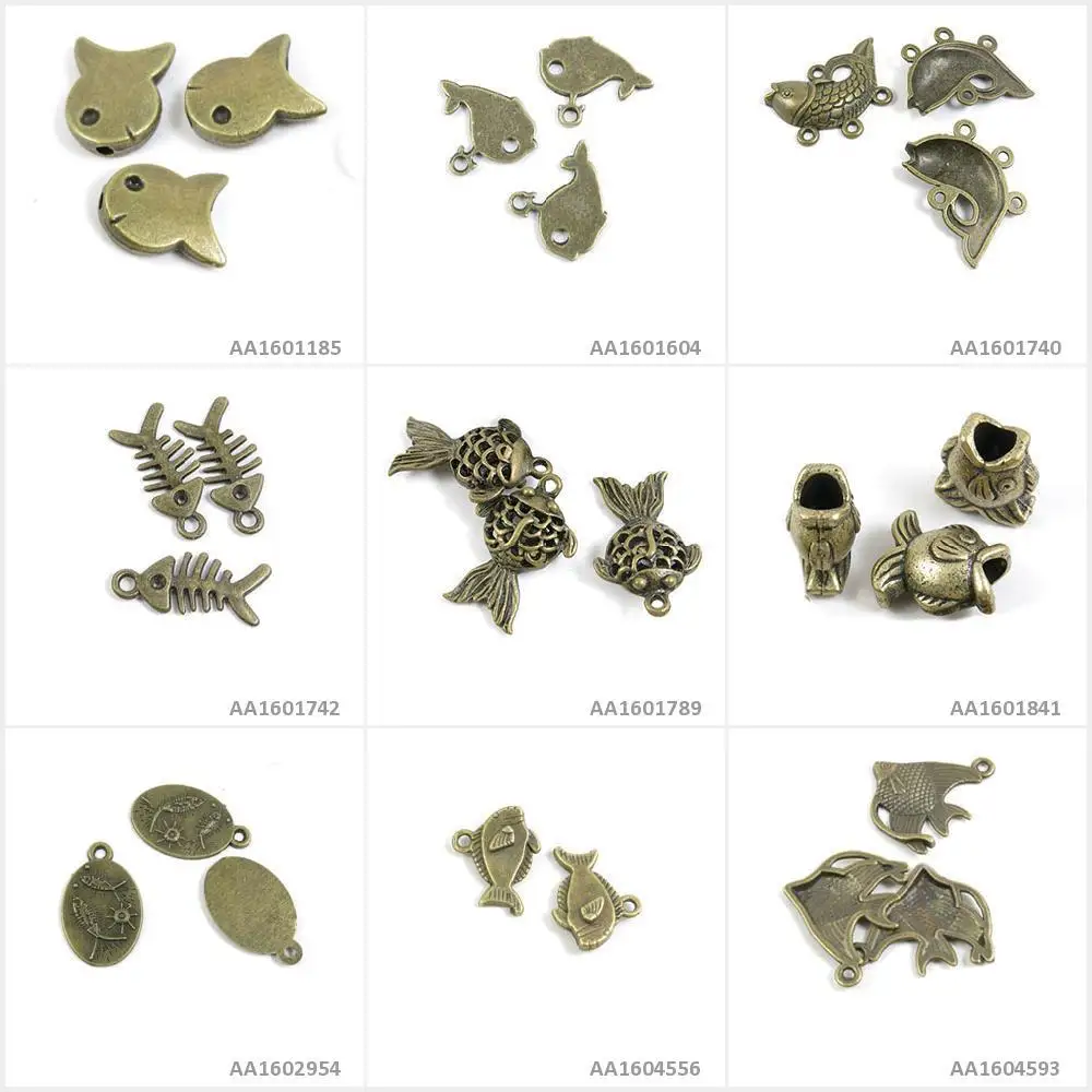 

Antique Bronze Tone Jewelry Making Charms Tropical Fish Signs Loose Beads Goldfish Fishbone Bone Carp Connector Whale Bracelet