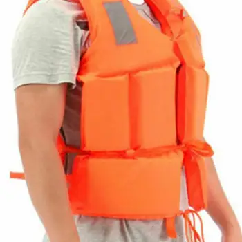 

Mounchain Adult Life Vest Jacke Prevention Flood Foam Swimming Life Jacket+Whistle Orange 90Kg one size