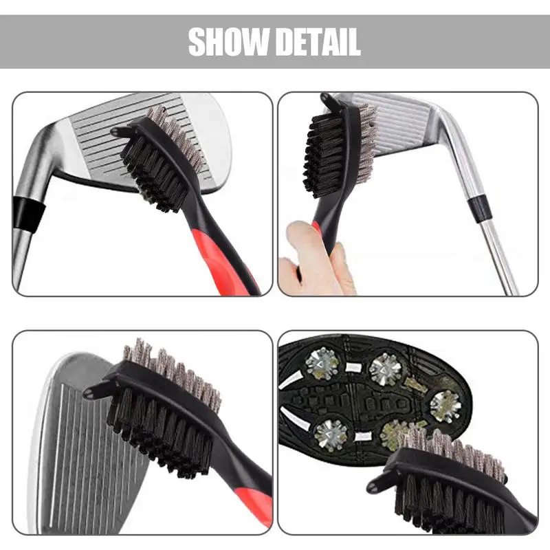 4 ألوان جولف فرشاة نادي الغولف الكرة رئيس تنظيف فرشاة بسهولة ربط حقيبة غولف مع قابل للسحب سستة حلقة تسلق مصنوعة من الألومنيوم