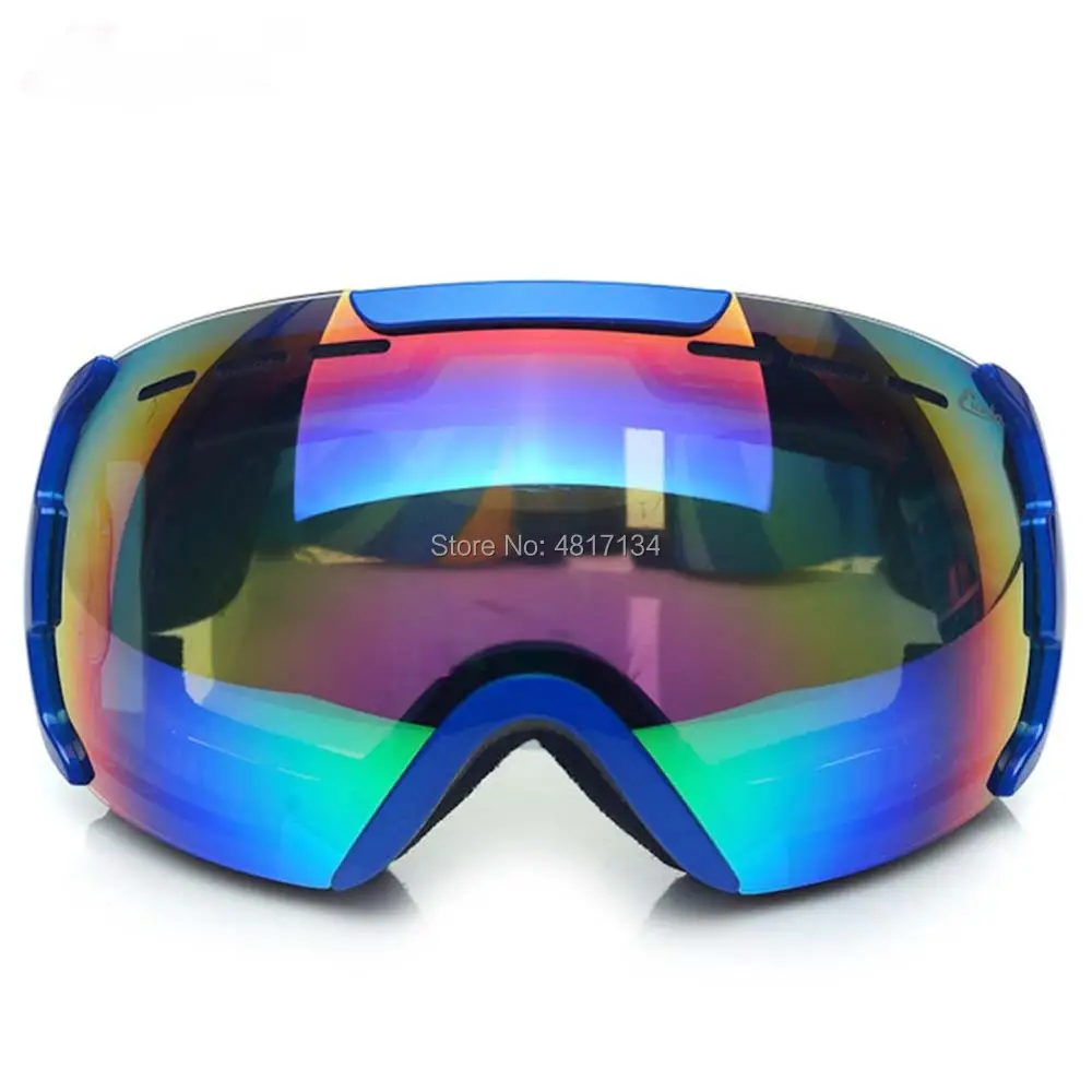 

Unisex Blue 'Fit Over Glasses' UV Anti-fog Anti-explosion Dual-optic Spherical Adult Ski Goggles OTG Snowboard Goggles