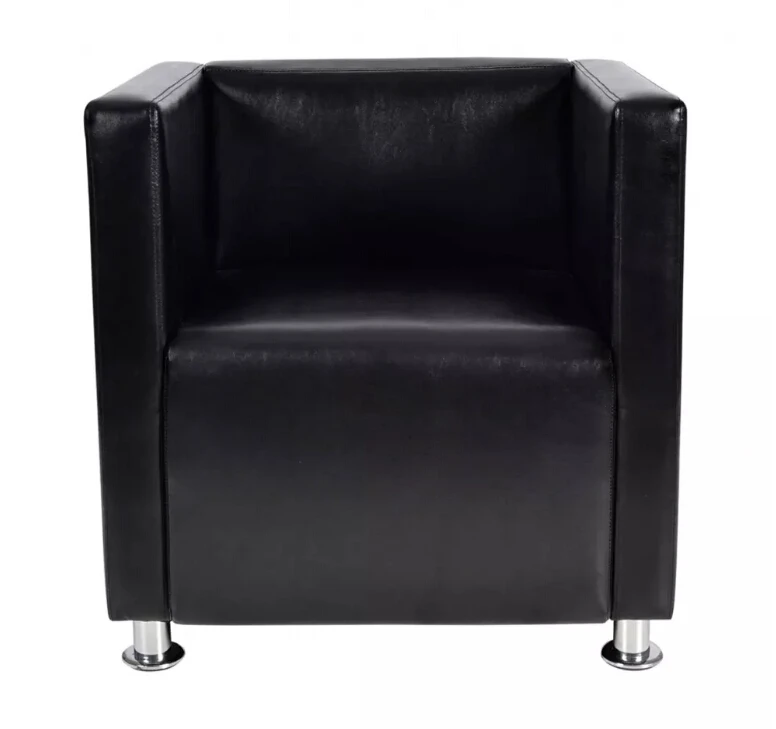 VidaXL Armchair In Cube Design Imitation Leather Black French Style Sofa Modern Coffee Bar Internet Bar Living Room Furniture