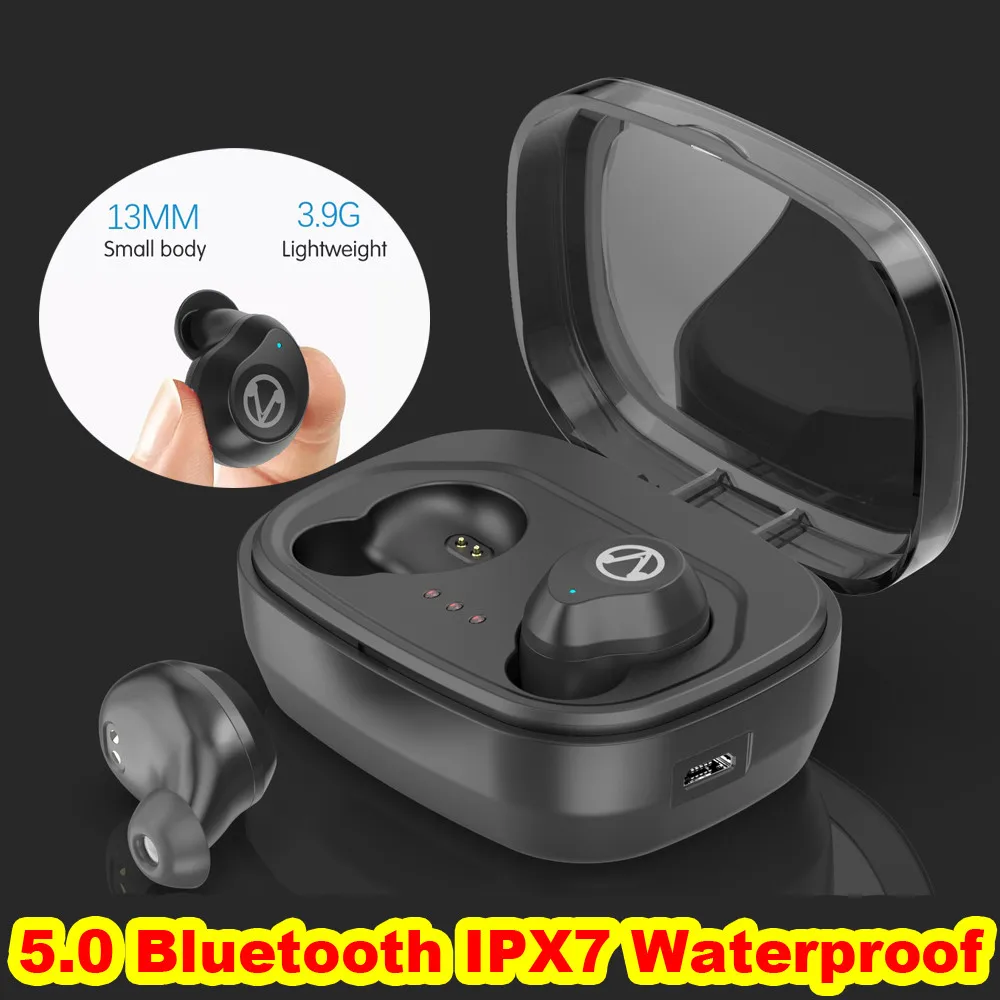 

2018 Now TWS 5.0 Bluetooth Earphone Touch Control Stereo Music In-ear Type IPX7 Waterproof Wireless Earbuds with Charging Box