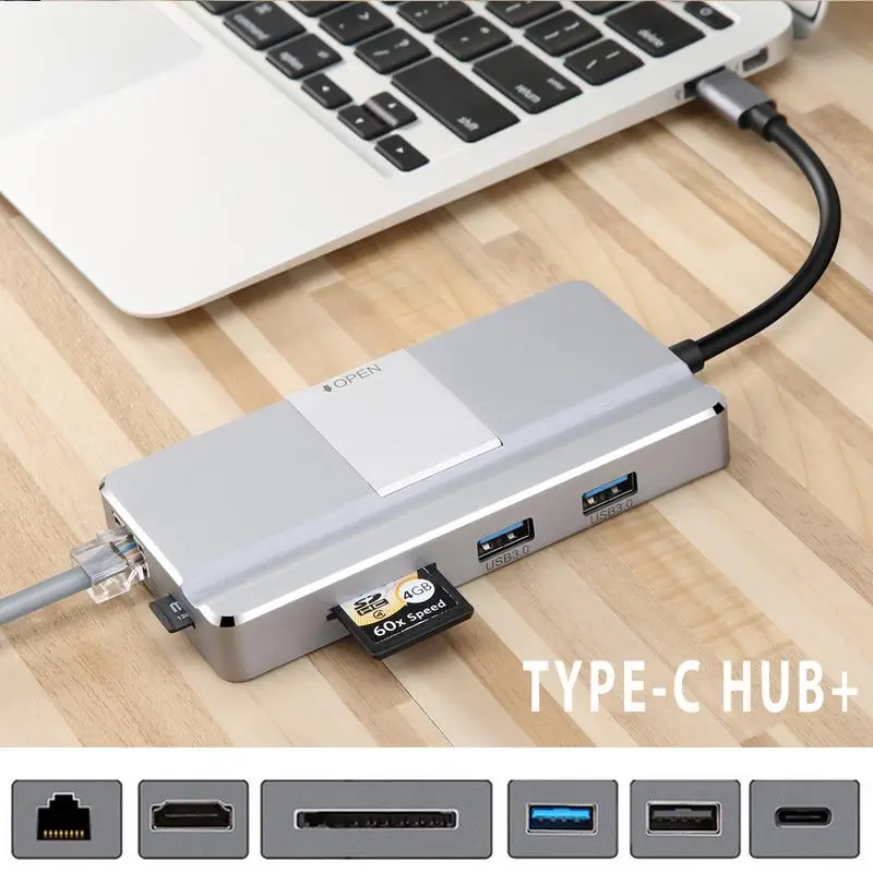 

YC217 Hub 7 Port Adapter HDMI Low Temperature USB Computer Accessories for Type C Macbook