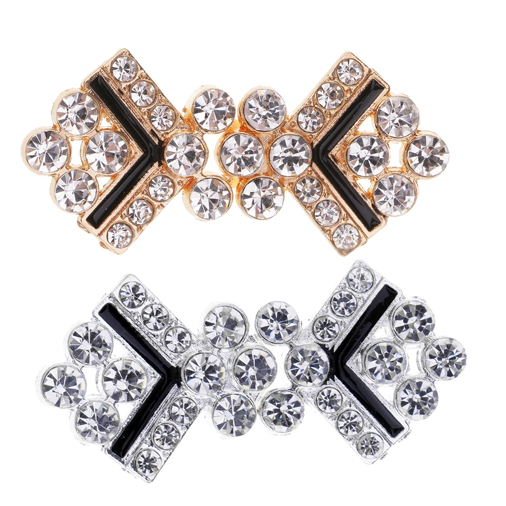 

fityle 1 Pair Rhinestone Crystal Sewing Buttons Buckle Sew on Garment Bags 50 x 24mm