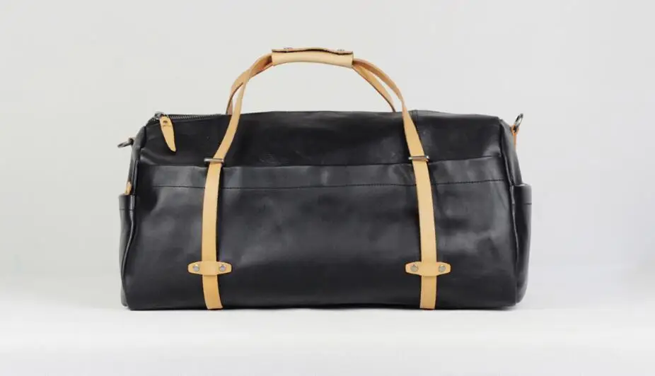 

Casual Genuine Leather Calf Skin Men Large Holdall Soft Travel Duffle Bag Handmade