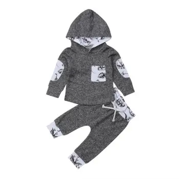 

Pudcoco Cotton Hooded Toddler Baby Boy Dinosaur Hooded Tops Pants Leggings 2Pcs Outfit Clothes