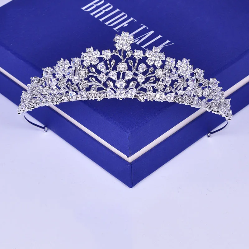 

Clear CZ Stone Tiara Crown Cubic Zirconia Headband Bride Wedding Hair Jewelry Princess Headpiece Engagement Photography Hairband