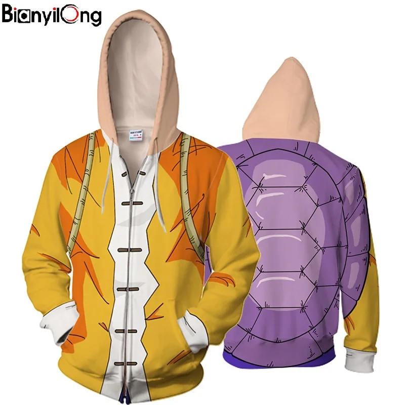 

Bianyilong 2018 New Master Roshi Zipper Hooded Sweatshirt Men Hooded Tops Dragon Ball Z Goku Super Saiyan Hoodies Autumn Hoody