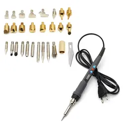 60 W Ac 220 Цифровой Дисплей дровяной паяльники ремесла инструменты пирография Pen машина комплект набор ЕС Plug
