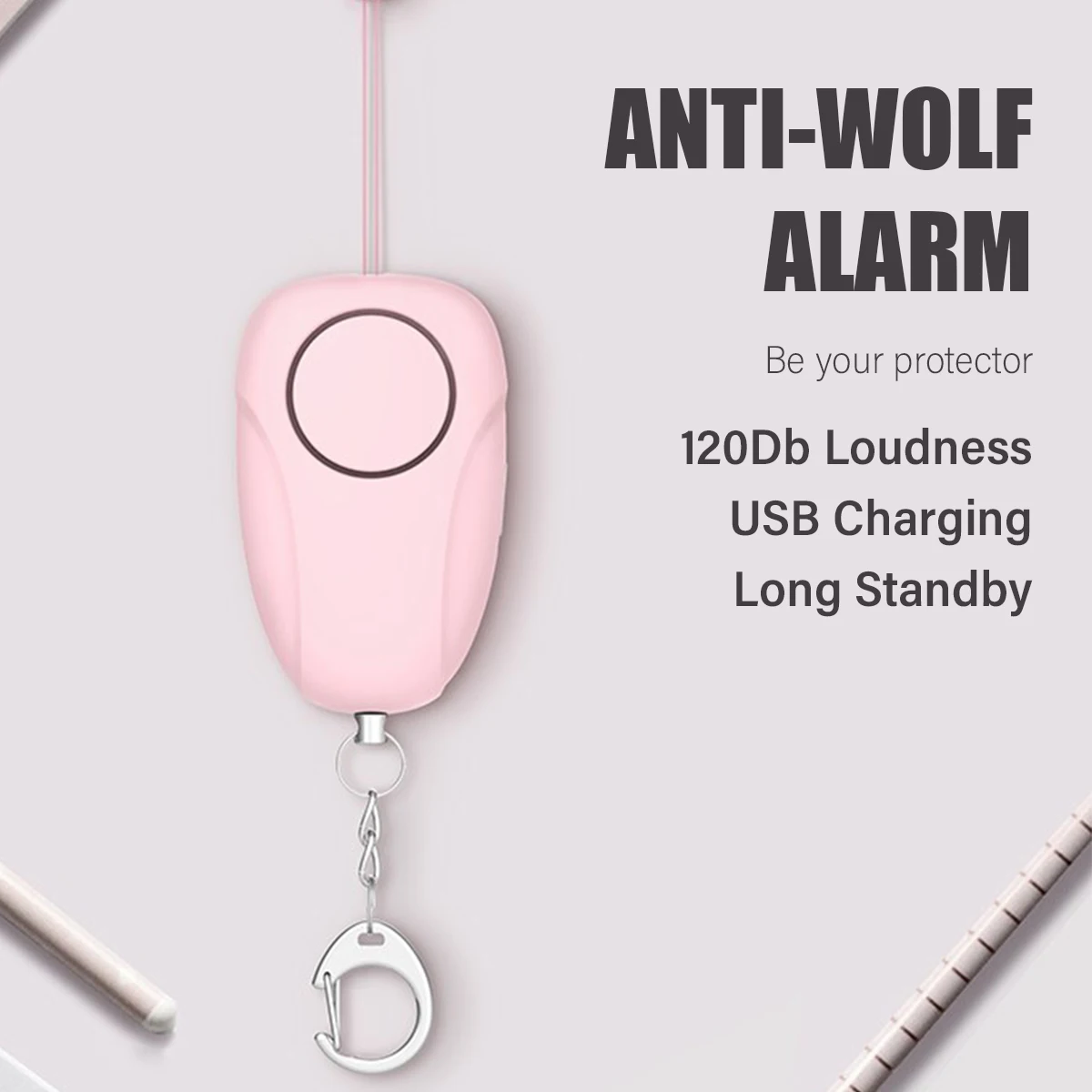 

120DB Self-Defensed Alarm for Girl Women Kids Outdoor Security Keychain Dual Alarm Sound Safety Emergency Alarm Rechargeable