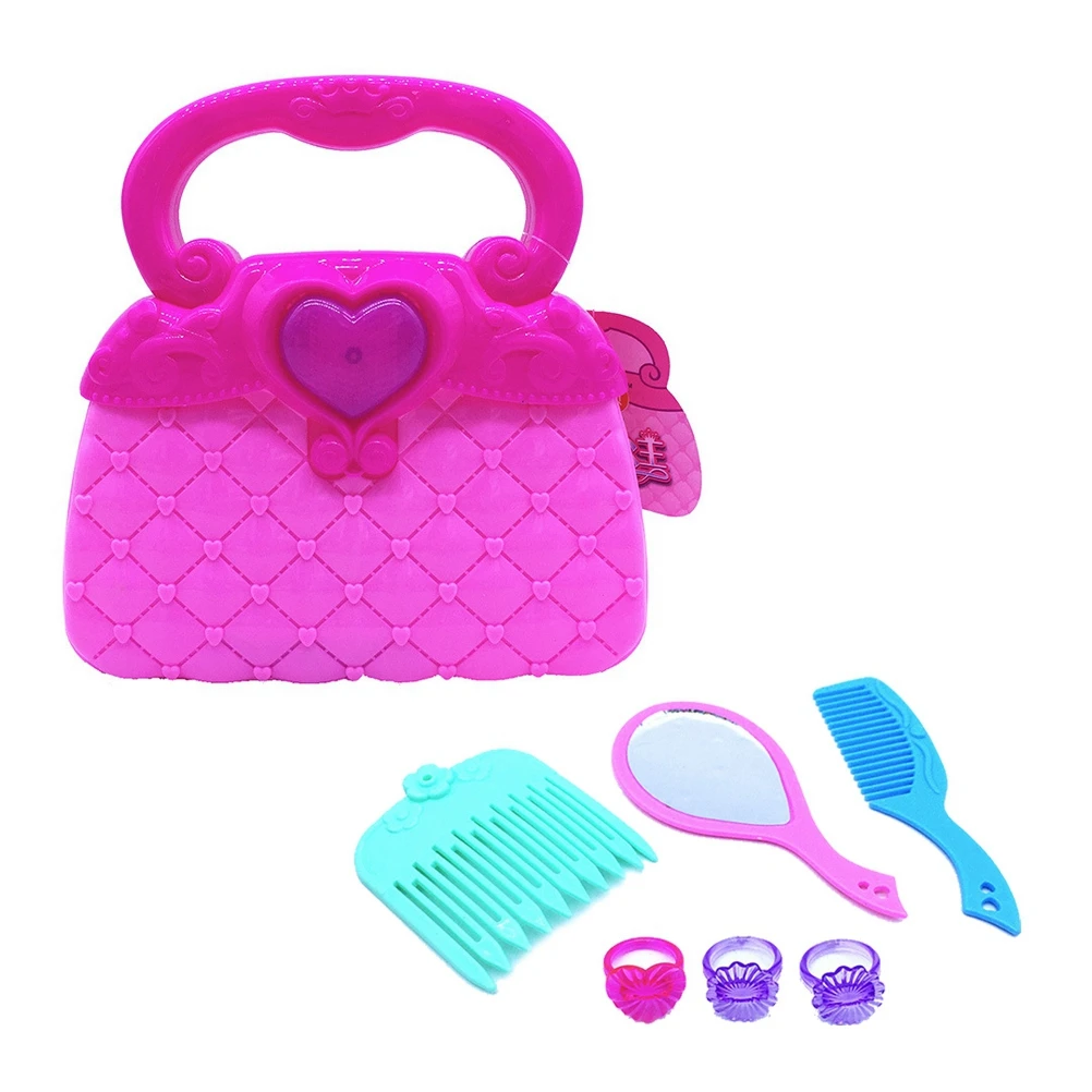 1Pc Pretending Playset Cute Plastic Lightweight Kid Purse Set Handbag Toy Educational Toy with Every Day Accessories for Girls