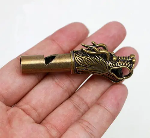 Collection archaize brass dragon head whistle key ring | Дом и сад