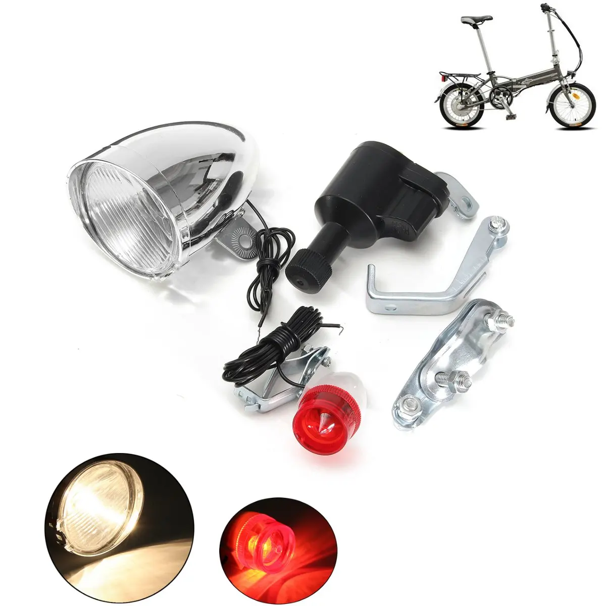 1Set 6V 3W Bicycle for Dynamo Lights Set Safety No Batteries Needed
