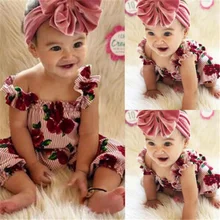 Летний комбинезон в полоску с оборками для маленьких девочек; комбинезон без рукавов; комбинезон; одежда для игр