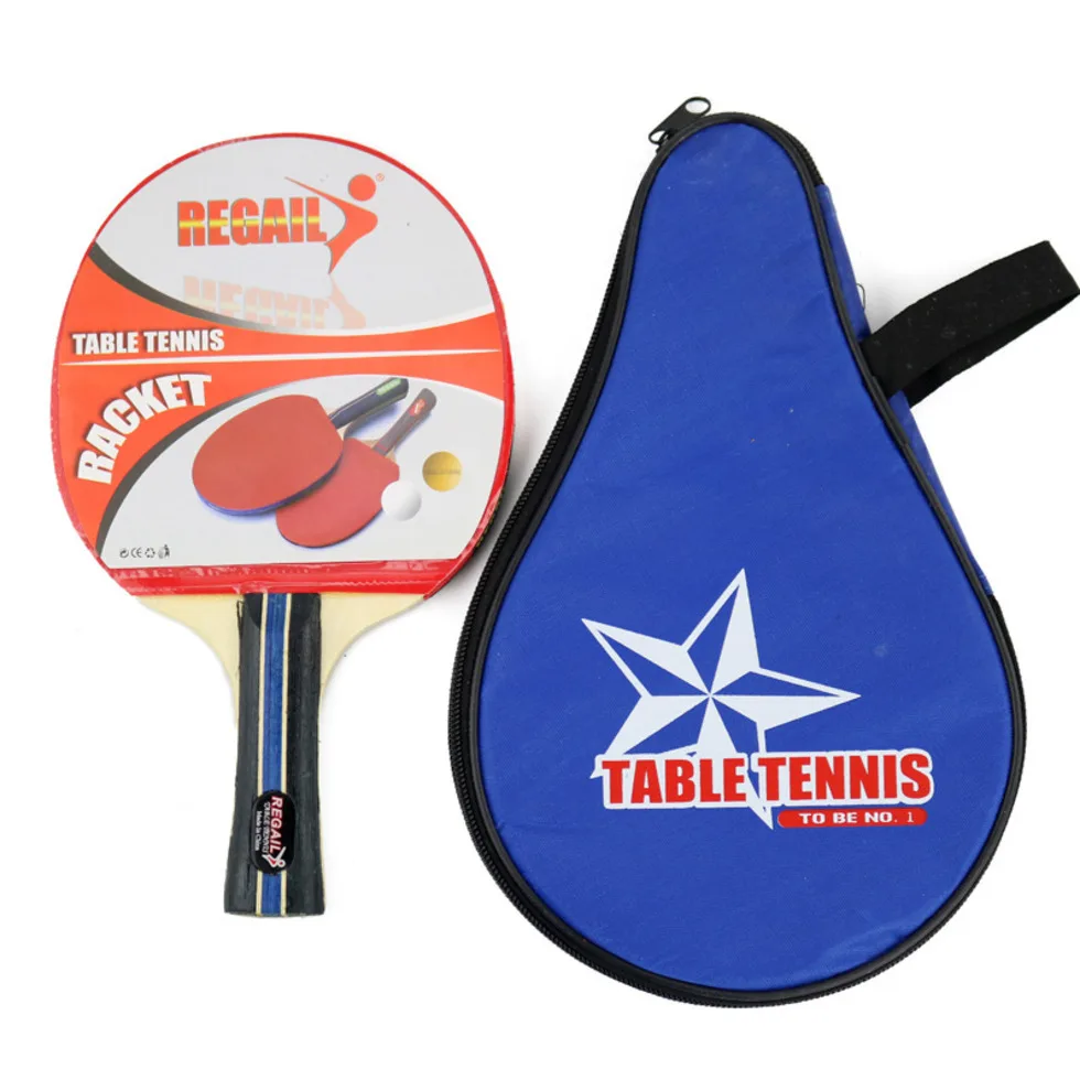 

1 PCS Regail 8010 Double-sided Anti-adhesive Table Tennis Racket Long Handle Horizontal Shot With Racket Set