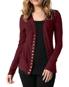 

Autumn Cardigan Sweater Women Solid Long Sleeve Straight Bottom Wearing Button Sweater Casual Stretch Knitted Cardigan Plus Size